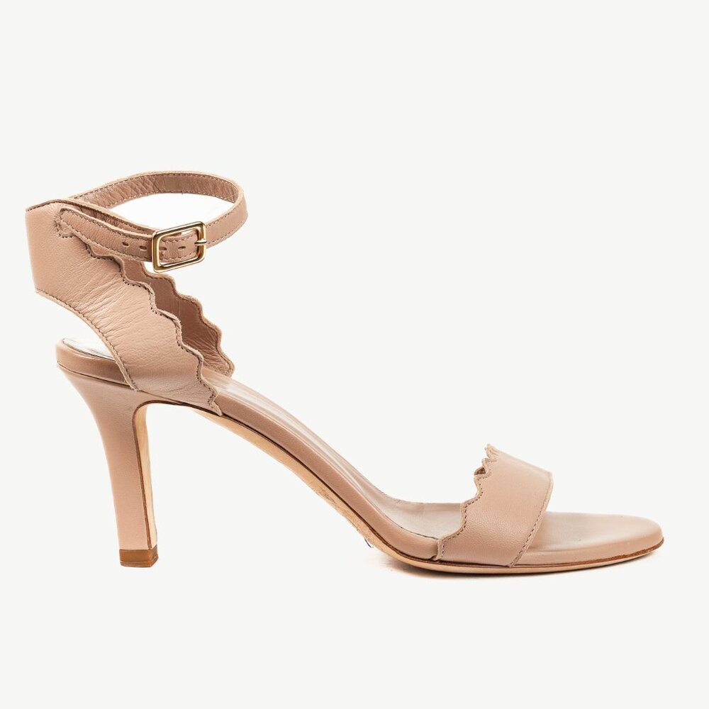 Chloe Lauren "Light Pastel" Nappa Leather Scalloped Sandals